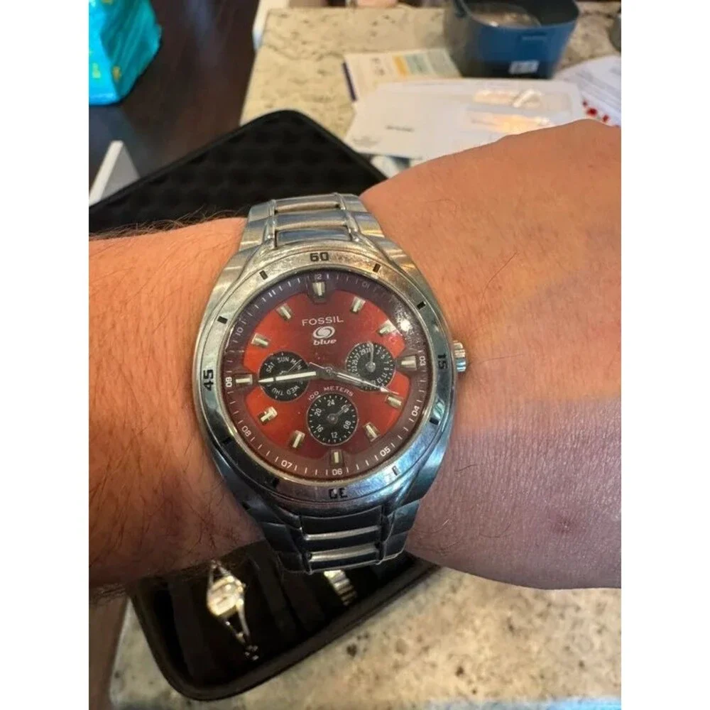 Fossil blue watch new battery